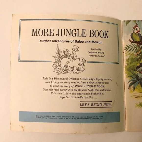 Vintage 1969 Disney More Jungle Book Baloo and Mowgli Book Only No Record - Picture 6 of 16